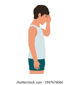 Vector illustration of a guy experiencing stress, isolated on a white background