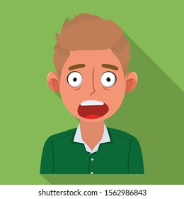 Vector illustration of guy and fear symbol. Collection of guy and shout stock symbol for web.