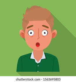 Vector illustration of guy and fright sign. Set of guy and surprise stock vector illustration.