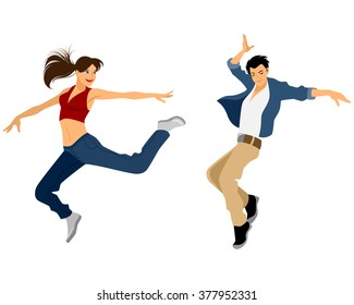 Vector illustration of a guy and girl dancing