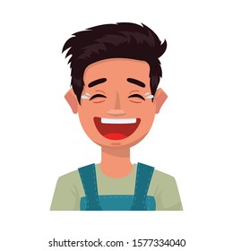 Vector illustration of guy and laugh sign. Collection of guy and emotion stock symbol for web.