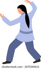 Vector illustration of a guy performing tai chi and qigong exercises