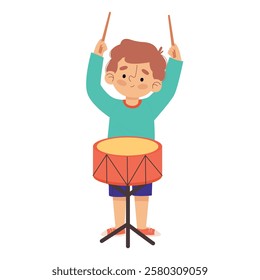 vector illustration of a guy playing drums
