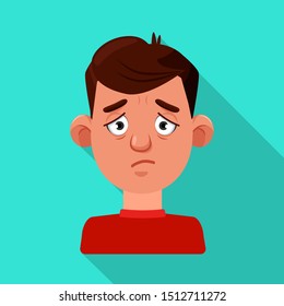 Vector illustration of guy and sad icon. Web element of guy and expressing stock vector illustration.