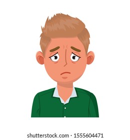Vector illustration of guy and sad symbol. Set of guy and expressing stock symbol for web.