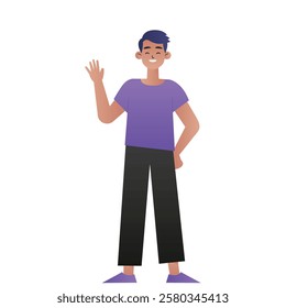 vector illustration of a guy saying hello
