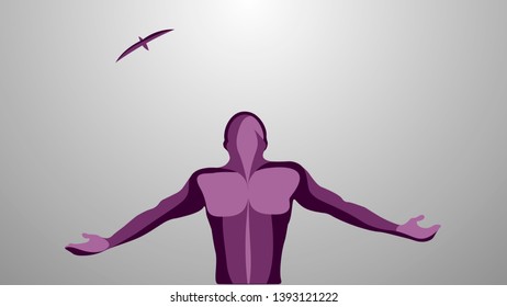 Vector illustration of a guy under the Sun