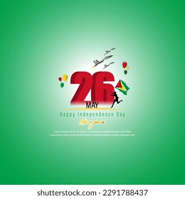 Vector illustration of Guyana Independence Day social media story feed set mockup template poster banner