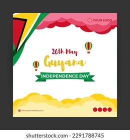 Vector illustration of Guyana Independence Day social media story feed set mockup template poster banner