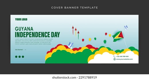 Vector illustration of Guyana Independence Day  banner mockup Template
