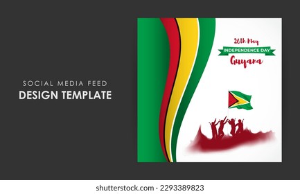 Vector illustration of Guyana Independence Day social media story feed set mockup template poster banner