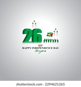 Vector illustration of Guyana Independence Day social media story feed set mockup template poster banner