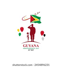 Vector illustration of Guyana Independence Day social media feed template