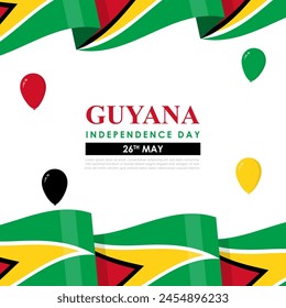 Ilustración vectorial de la Plantilla de medios sociales del Día de la Independencia de Guyana