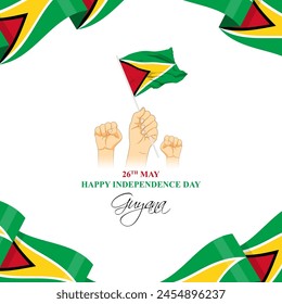 Vector illustration of Guyana Independence Day social media feed template