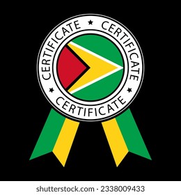 Vector illustration of Guyana ribbon certificate on black background.