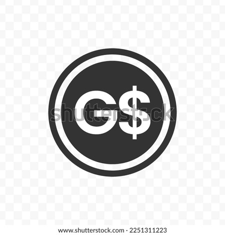 Vector illustration of Guyanese Dollar currency icon in dark color and transparent background(png).