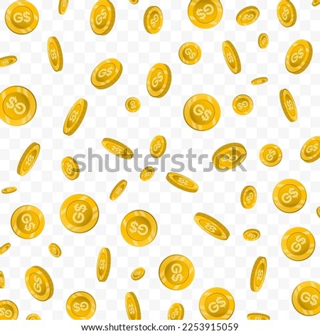 Vector illustration of Guyanese Dollar currency. Flying gold coins on transparent background (PNG).