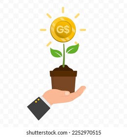 Vector illustration of Guyanese Dollar icon sign and symbol. colored icons for website design .Simple design on transparent background (PNG).