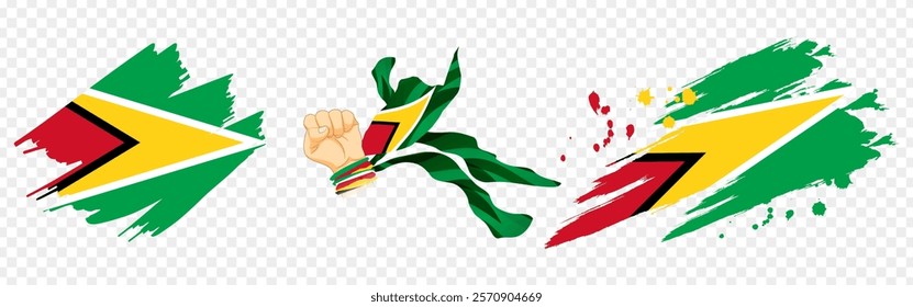 Vector illustration of Guyanese flag composition on transparent background
