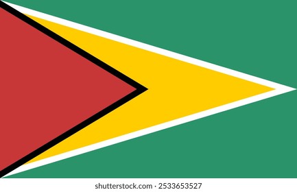 Vector illustration of the Guyanese flag featuring green, yellow, red, black, and white stripes with a golden star. Perfect for patriotic projects, cultural representations, and national pride themes