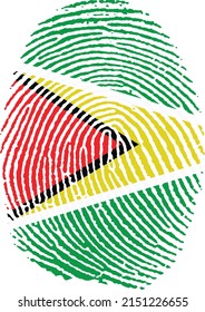 Vector illustration of the Guyanese flag in the shape of a fingerprint svg
