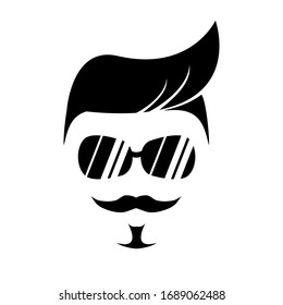 Vector illustration of a guy's face with glasses. Suitable for the Barbershop logo