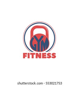 Vector illustration Gym Fitness logo or emblem isolated on white background. 