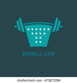 Vector Illustration of gym icon, logo, emblem design template. Vector object and Icons for Sport Labels. Flat Style Design