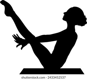 Ilustración vectorial de una chica gimnasta realizando ejercicios de pie de mano contra un fondo blanco de una manera elegante y dinámica, mostrando fuerza