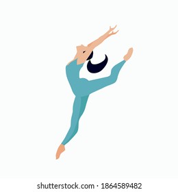 vector illustration of a gymnast girl in a sports uniform in motion