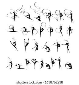 Vector illustration gymnast girls force. Abstract background for banner.