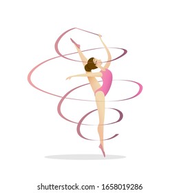 Vector illustration gymnast girls force. Abstract background for banner.