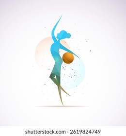 Vector illustration gymnast girls force. Abstract background for banner.