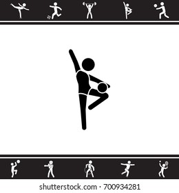 Vector illustration. Gymnast icon. 

Gymnast with a ball