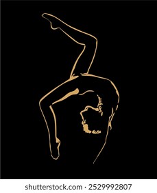 Vector illustration of gymnast. Silhouette in backlight. For use as a flyer template or for use in web design. Hand drawn