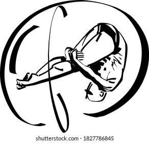 the vector illustration of the gymnastic diving athlete