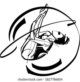 the vector illustration of the gymnastic diving athlete