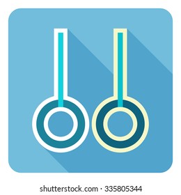 Vector illustration of gymnastic rings icon on blue background. Vector illustration. Flat design.