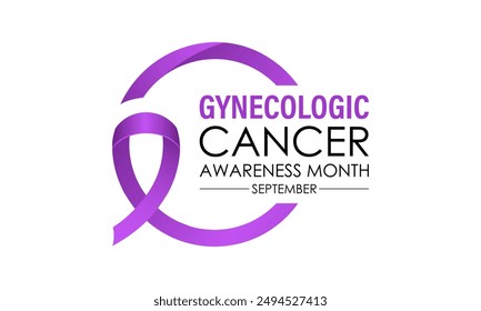 Vector Illustration for Gynecologic Cancer Awareness Month is September. Background, Poster, Banner, Advertising, and background design. Calligraphy Realistic Teal Ribbon.