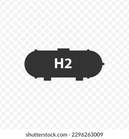 Vector illustration of h2 gas icon in dark color and transparent background(png).