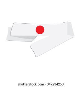 Vector illustration hachimaki national japanese headband with japan flag. Samurai bandana. 