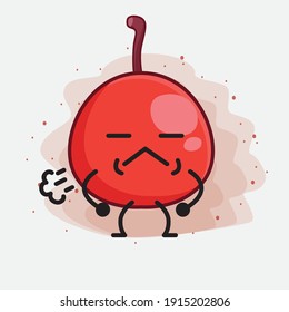 Vector Illustration of Hackberry Fruit Character with cute face, simple hands and leg line art on Isolated Background. Flat cartoon doodle style.