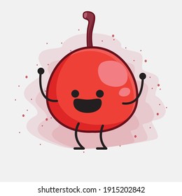 Vector Illustration of Hackberry Fruit Character with cute face, simple hands and leg line art on Isolated Background. Flat cartoon doodle style.