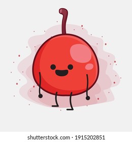 Vector Illustration of Hackberry Fruit Character with cute face, simple hands and leg line art on Isolated Background. Flat cartoon doodle style.