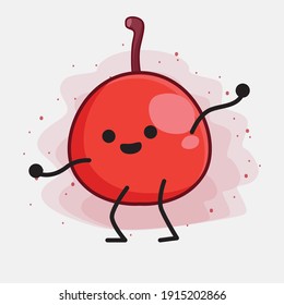 Vector Illustration of Hackberry Fruit Character with cute face, simple hands and leg line art on Isolated Background. Flat cartoon doodle style.