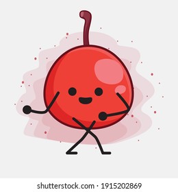 Vector Illustration of Hackberry Fruit Character with cute face, simple hands and leg line art on Isolated Background. Flat cartoon doodle style.