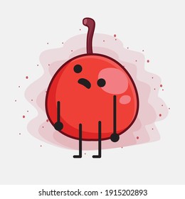 Vector Illustration of Hackberry Fruit Character with cute face, simple hands and leg line art on Isolated Background. Flat cartoon doodle style.