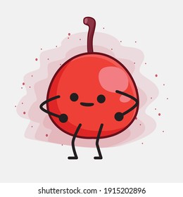 Ilustración vectorial de Hackberry Fruit Character con cara linda, manos simples y líneas de piernas en fondo aislado. Estilo de dibujo animado plano.