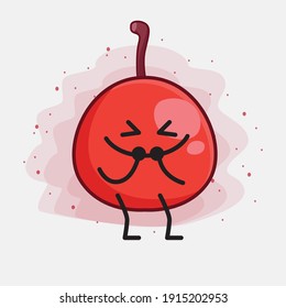 Vector Illustration of Hackberry Fruit Character with cute face, simple hands and leg line art on Isolated Background. Flat cartoon doodle style.